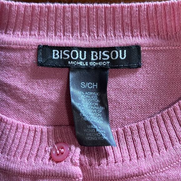 Bisou Bisou Michele Bohbot Pink Embellished Cardigan Sweater - Picture 4 of 9